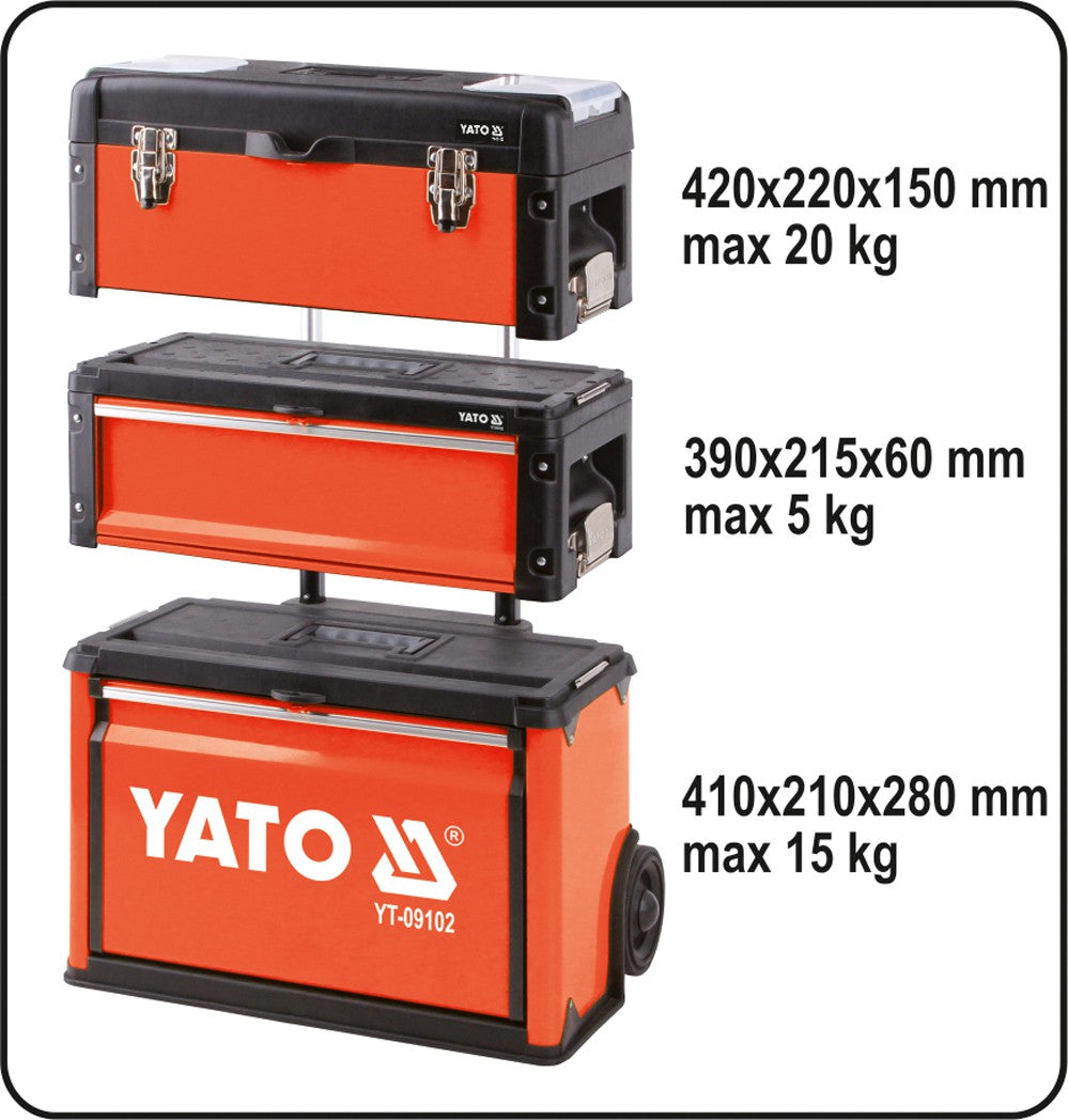 Kompakti työkaluvaunu 3 laatikolla - YATO YT-09102